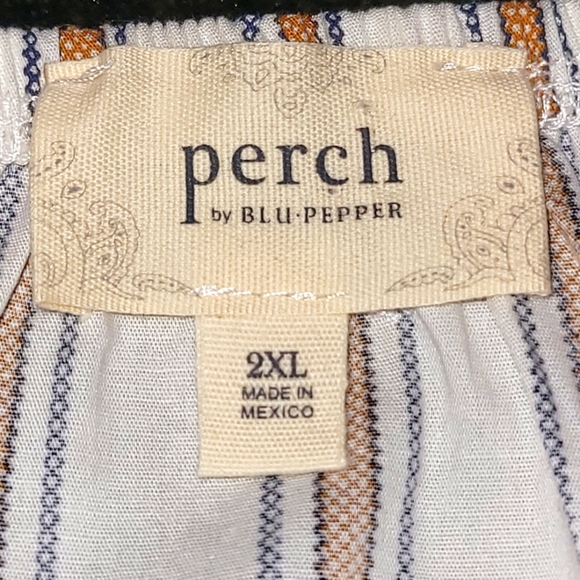 2X PERCH by BLU PEPPER Cotten Blend Striped Off Shoulder Blouse - Picture 5 of 5